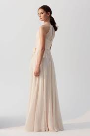 Kyra Flat Chiffon High Neck Bridesmaids Dress With Closed Back Shown In Cream Amsale Amsalebri High Neck Bridesmaid Dresses Bridesmaid Dresses Bridesmaid