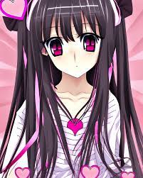 Beautiful Anime Manga Kawaii Pretty Girl with Valentine Heart · Creative  Fabrica