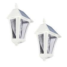 Solar lights outdoor 42 led/3 working mode, sezac solar security lights solar motion sensor lights wireless ip 65 waterproof outdoor lights for garden fence patio garage (6 pack) 4.6 out of 5 stars. Gama Sonic Baytown Ii Bulb 2 Light White Resin Solar Outdoor Wall Sconce 2 Pack The Home Depot Canada