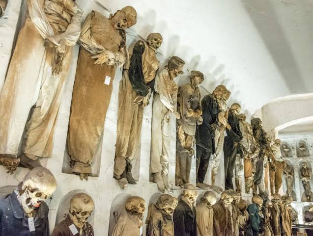 Mga resulta ng larawan para sa Catacomb of Palermo Women Corridor"