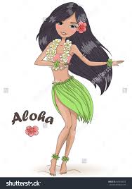 Einst waren das etwa stöcke, bambusrohre und rasseln. Hand Drawn Beautiful Cute Hula Girl With Hibiscus Necklace On The Background With Inscription Aloha Hawaii Concept Vec Tanzerin Zeichnung Hula Hande Zeichnen