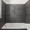 These designer bathrooms use tile on floors, walls, and backsplashes to stylish effect. Https Encrypted Tbn0 Gstatic Com Images Q Tbn And9gcqgwbvccf1abxqpk7mzncbxoc5jbjvkbdrwohp2mihvtkajydm6 Usqp Cau