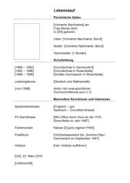 Erstelle jetzt den perfekten lebenslauf für deine bewerbung! Lebenslauf Fur Schulabganger Word Word Vorlage Zum Herunterladen