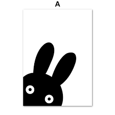 Lungi urechi, picioare lungi, doar cu pusca il ajungi ! Wall Art Panza Pictura Negru Alb Ursul Panda Rabbit Desene Animate Imagini Home Decor Nici Un Cadru CumpÄƒraÈ›i Cu PreÈ›uri Reduse Din Magazinul Online Joom