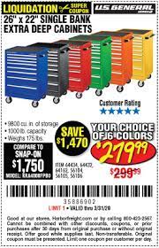 U S General 26 In X 22 In Single Bank Roller Cabinet For 279 99 Harbor Freight Tools Harbor Freight Coupon Roller