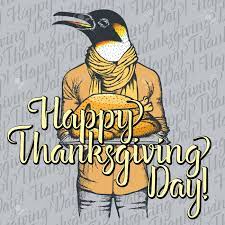 The penguins have broken with their normal routine. Vector Illustration Of Happy Thanksgiving Day Penguin Concept Penguin With Holiday Turkey And Lettering Happy Thanksgiving Day Royalty Free Cliparts Vectors And Stock Illustration Image 86617550