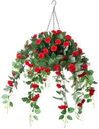 From fire pits to snuggly blankets: Buy Inxugao Artificial Hanging Flowers In Basket For Outdoor Indoor Fake Silk Flowers With 12 Inch Coconut Lining Hanging Basket Artificial Roses Vine Flower For Courtyard Lawn Garden Decor Red Roses Online In