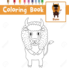 Thousands of high quality colorings. Coloring Page Of Bison Standing On Two Legs Animals For Preschool Kids Activity Educational Worksheet Vector Illustration Royalty Free Cliparts Vectors And Stock Illustration Image 86380139