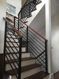 Horizontal Black Flat Bar Railing Contemporary Staircase Calgary By Architech Stairs Railings Houzz