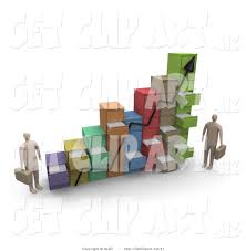 3d Clip Art Of Two Businessmen Standing By A Chart Made Of