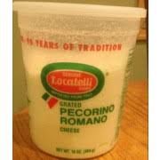 Ingredients pecorino romano (sheep milk (pasteurized), cultures, rennet (animal), salt), ***keep refrigerated***. Locatelli Grated Pecorino Romano Cheese Calories Nutrition Analysis More Fooducate