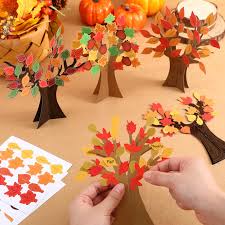 Amazon.com: Janlaugh 30 件組秋季感謝樹手工藝套組兒童製作DIY 感恩節樹裝飾3D 秋楓葉感恩手工藝套組家庭學校趣味活動:  玩具和遊戲