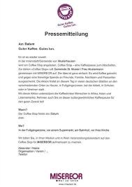 Interesse beim leser weckst du, wenn du in deinem. Vorlage Fur Die Pressemitteilung Zum Coffee Stop