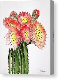 Cactus in a coffee can. Blooming Cactus Canvas Print Canvas Art By Ekaterina Chernova