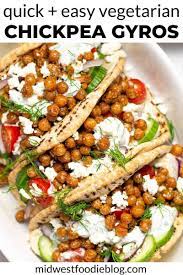 Easy Vegetarian Chickpea Gyros Recipe Quick Vegetarian Dinner Tasty Vegetarian Recipes Vegetarian Dinners