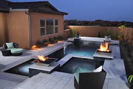 Hot Tub Pool And Fire Integration Outdoor Decor Backyard Backyard Pool Designs Swimming Pool Landscaping