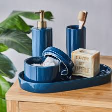 Plateau De Salle De Bain En Gres Bleu Alinea Accessoires Salle De Bain Distributeur Savon Porte Savon