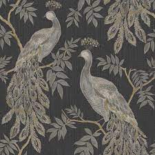 There are 1152 black bird wallpaper for sale on etsy, and they cost $13.72 on average. Black Gold Peacock Bird Wallpaper Metallic Tree Animal Paste Wall Vinyl Arthouse