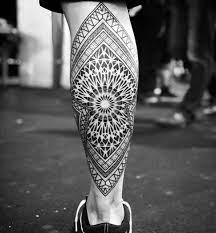 Geometric Calf Piece By Noksi Pattern Tattoo Tattoo Ideas Leg Calf Tattoo Men