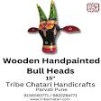 Bull Head Wooden Handpainted For Wall Decor