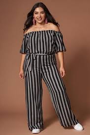 Black And White Striped Romper Plus Size Show Off Your Style And Grace In The Grace Black And White Striped Off The Shoulder Jumpsuit This Black And White Strip Striped Jumpsuit Trendy Romper Fashion