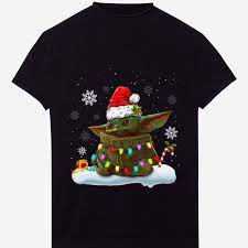 Pretty Christmas Santa Baby Yoda Christmas Light Shirt Hoodie Sweater Longsleeve T Shirt