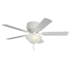 Harbor Breeze Mayfield 44 In White Led Indoor Flush Mount Ceiling Fan 5 Blade Lowes Com Flush Mount Ceiling Fan Flush Mount Ceiling Ceiling Fan