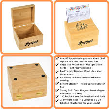 Product and shipping restrictions may apply. Akshaya Bamboo Wood Recipe Box With 100 Recipe Cards 4x6 And 25 Dividers Perfect Kitchen Cooking Gift Set Idea For Mom Women Grandma Bridal Shower And Weddings Buy Online At Best