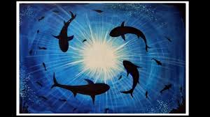 Underwater Sharks Painting Acrylic Painting Tutorial Easy Aquatic Life Painting For Beginners Youtu Shark Painting Underwater Painting Ocean Art Painting