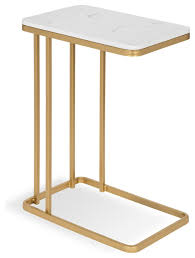 Credele Modern Glam C Table With Gold Metal Base And Man Made Marble Top Contemporary Side Tables And End Tables By Uniek Inc