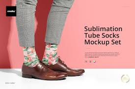 Download Sublimation Tube Socks Mockup Set Tube Socks Graphic Design Portfolio Print Custom Design