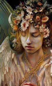 Black angels gazing down from heaven in AI art