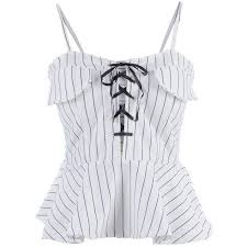 Black And White Vertical Striped Corset Anna Kaci S M Fit White With Black Vertical Stripes Corset Lace Up Peplum Top White Peplum Tops White Corset Top Lace Corset