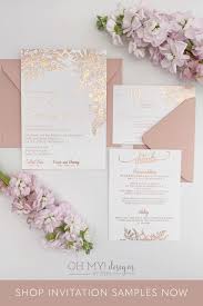 Rose Gold Wedding Invitations With Foil Florals Oh My Designs By Steph Rose Gold Wedding Invitations Rose Gold Invitations Gold Wedding Invitations