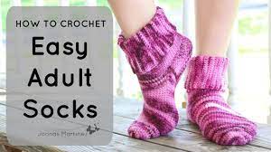 This easy crochet sock pattern is worked toe up in one piece, with a short row heel. How To Crochet Easy Adult Socks Youtube