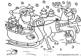 Download this adorable dog printable to delight your child. Reindeer With Santa And Sleigh Coloring Pages Santa Claus Coloring Pages Coloring Pages For Kids And Adults