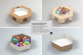 Hexagon Window Box Mockup In 2020 Food Box Packaging Packaging Mockup Box Mockup
