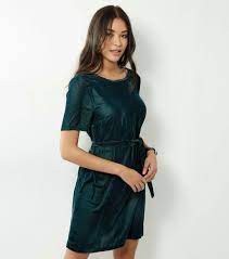 Dark Green Velvet Tunic At New Look Dresses New Dress T Shirt Dress