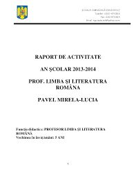 Raport de autoevaluare profesor invatamant prescolar anul. Doc Raport De Activitate An Scolar 2013 2014 Prof Limba Si Literatura Romana Pavel Mirela Academia Edu