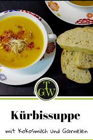 Einfache Kurbissuppe Mit Kokosmilch Und Wurzigen Garnelen Kurbissuppe Kokosmilch Garnelen Kurbissuppe