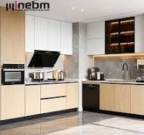Thailand Popular New Design Indoor Cabinet Furniture MDF with Lacquer PVC Grey Kitchen Cupboard with Sink for Apartment Project