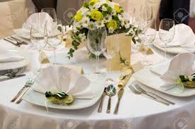 Proper table setting for dinner for the home dining etiquette. Fancy Table Set For A Wedding Dinner Stock Photo Picture And Royalty Free Image Image 2167149