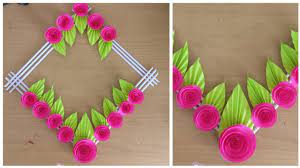 Diy paper flower wall hanging /simple and beautiful wall hanging/wall decoration by kovaicraft #43. How To Make Paper Flower Wall Hanging Diy Diy Wall Hanging Paper Craft Wall Decor Youtube