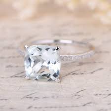 Find deals on puerto rican jewelry in jewelry on amazon. 8mm Cushion Cut Aquamarine Ring Aquamarine Engagement Ring March Birth Kilar Jewelry