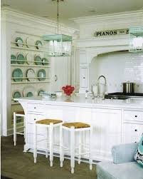 Lynn Morgan Design Beachy Kitchen Design With White Kitchen Cabinets Kitchen Island Turquoise Blue Lan Kitchen Inspirations Kitchen Remodel Kitchen Design