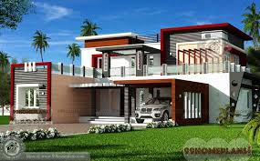 This modern design joins black and white together in a row of low bookcases, a wood stack, exposed brick and. Luxury Modern House Floor Plans 4030 Sq Ft 2 Story Home 3d Elevation