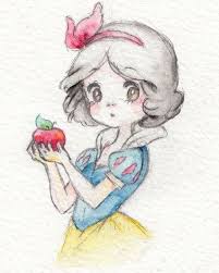 You can also try to draw her body, or draw a dwarf next to it. Ute Snowwhite Apple Disney Draw Art Colors Cute Gorgeou Disney Art Disney Drawings Disney Princess Drawings