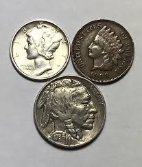 Coin Lot W 1941 Mercury 10 1908 Indian Head 1 And 1936 Buffalo 5 Rare Coins Gold And Silver Coins Coin Worth