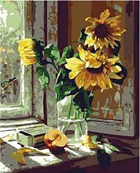 Diy Painting Paint By Number Kit Warm Sunflower 16x20 Inch Sunflower Painting Oil Painting Flowers Oil Painting On Canvas