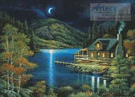 I had a great time working. Artecy Cross Stitch Moonlit Cabin Cross Stitch Pattern To Print Online